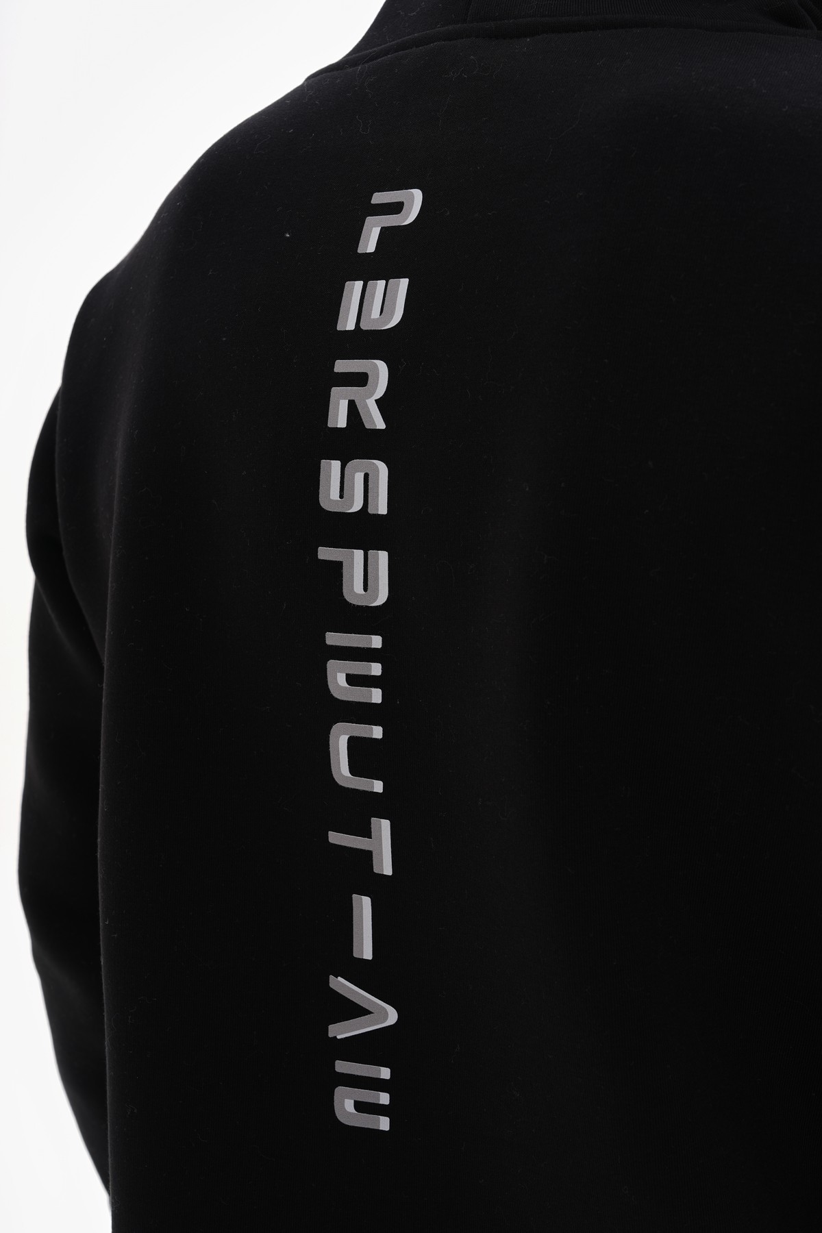 'Perspective' Baskılı Kapüşonlu Sweatshirt