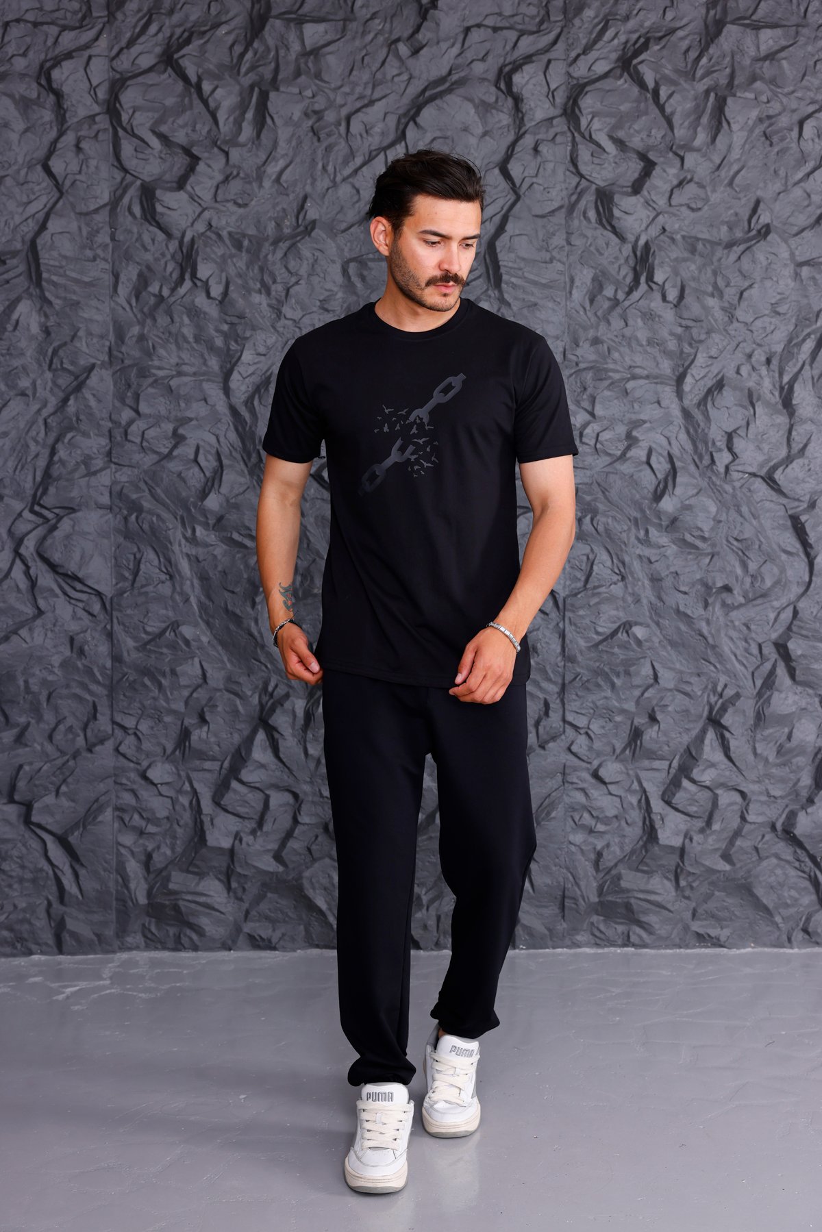 'Freedom' Basic T-shirt Eşofman Takımı