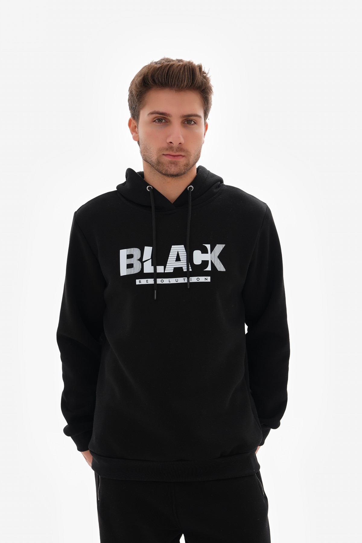 'Black Revolution' Baskılı Kapüşonlu Sweatshirt