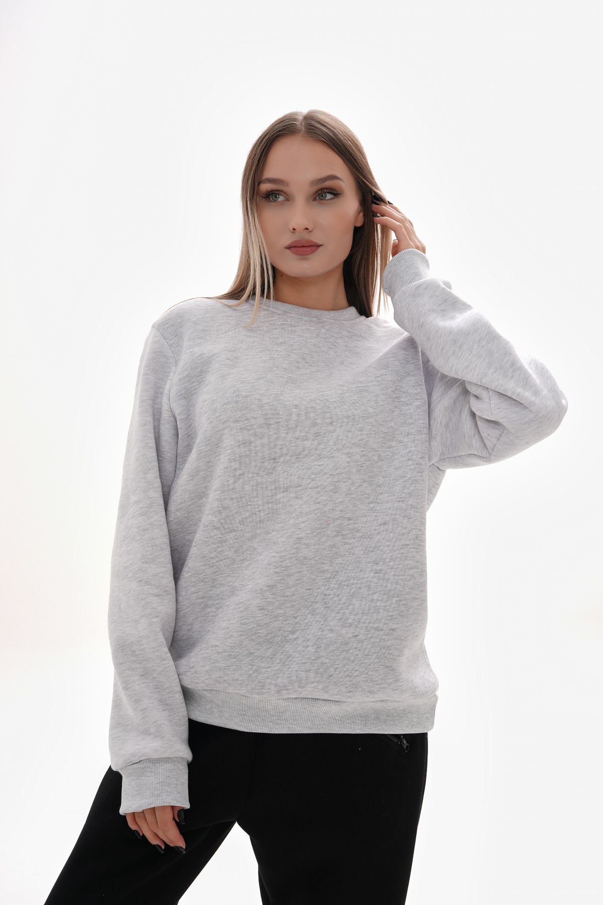 Sıfır Yaka Oversize Sweatshirt - Karmelanj