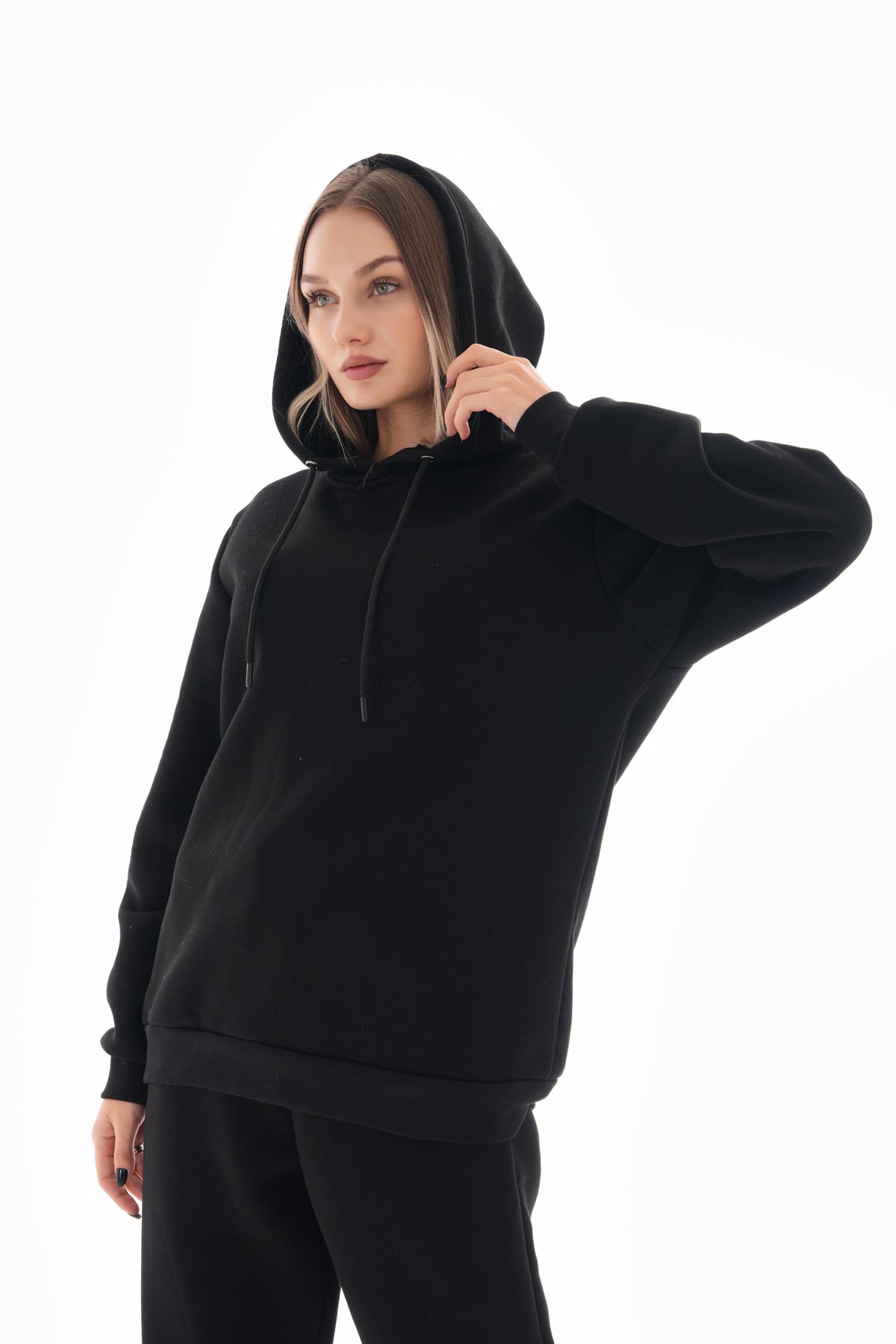 'Perspective' Baskılı Kapüşonlu Sweatshirt