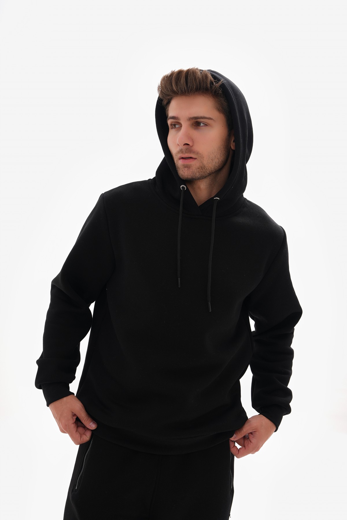 'Perspective' Baskılı Kapüşonlu Sweatshirt