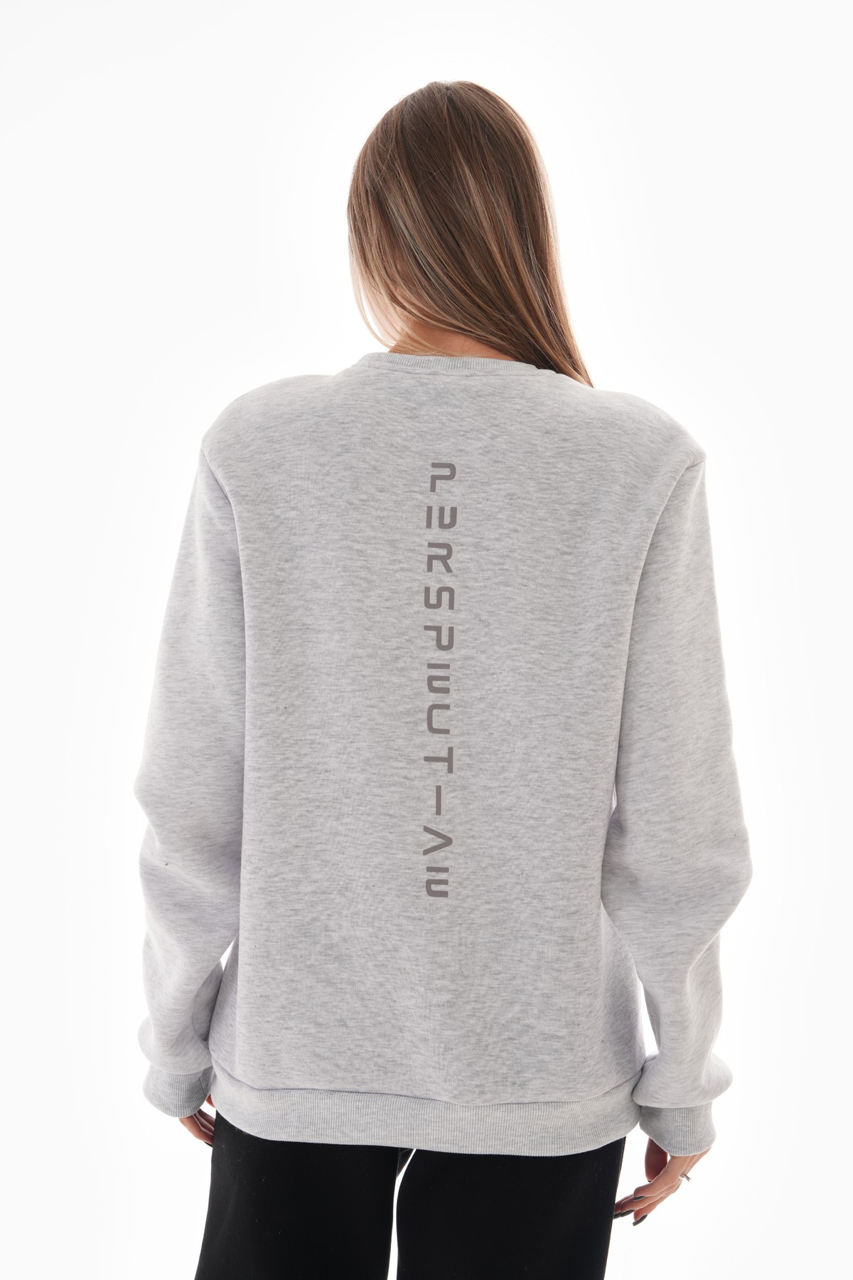 ‘Perspective’ Baskılı Sıfır Yaka Sweatshirt