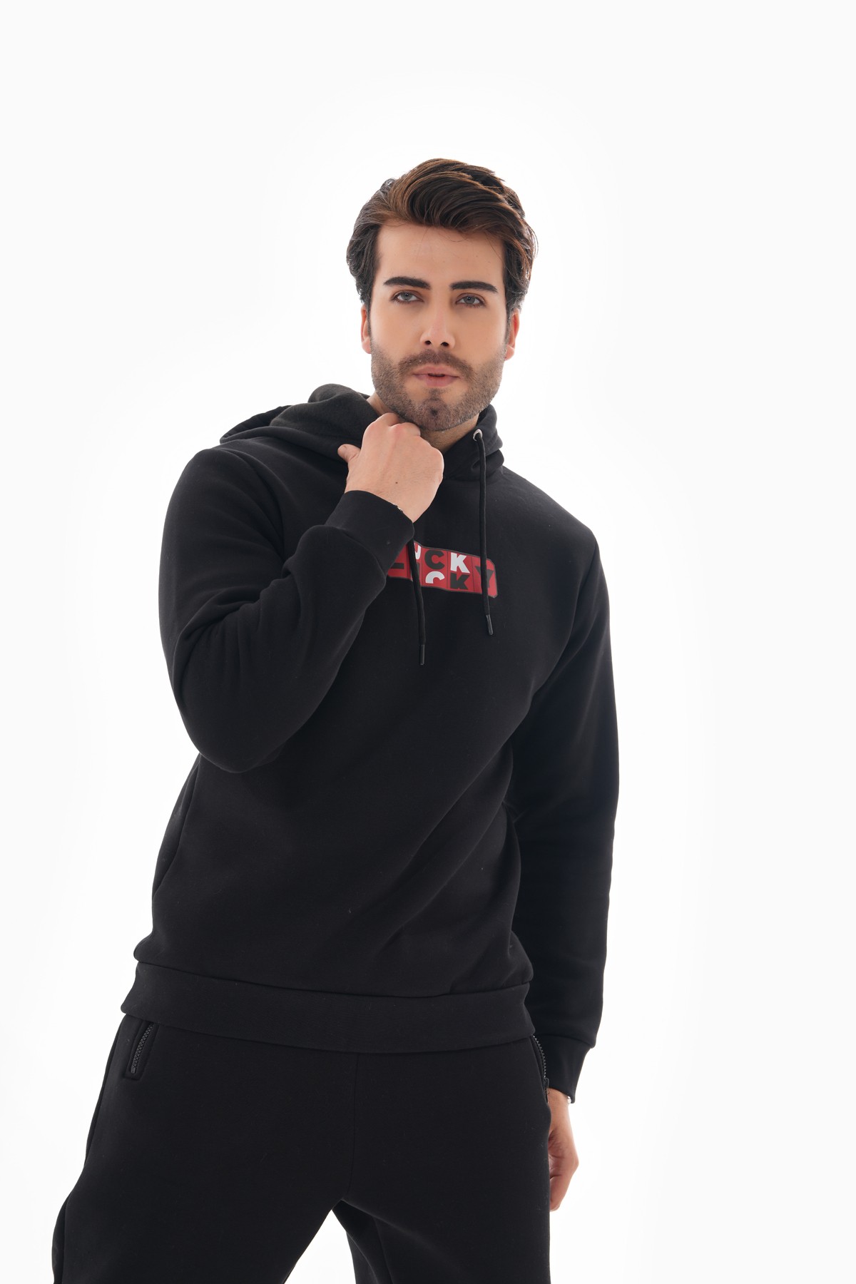 'Lucky' Baskılı Kapüşonlu Sweatshirt