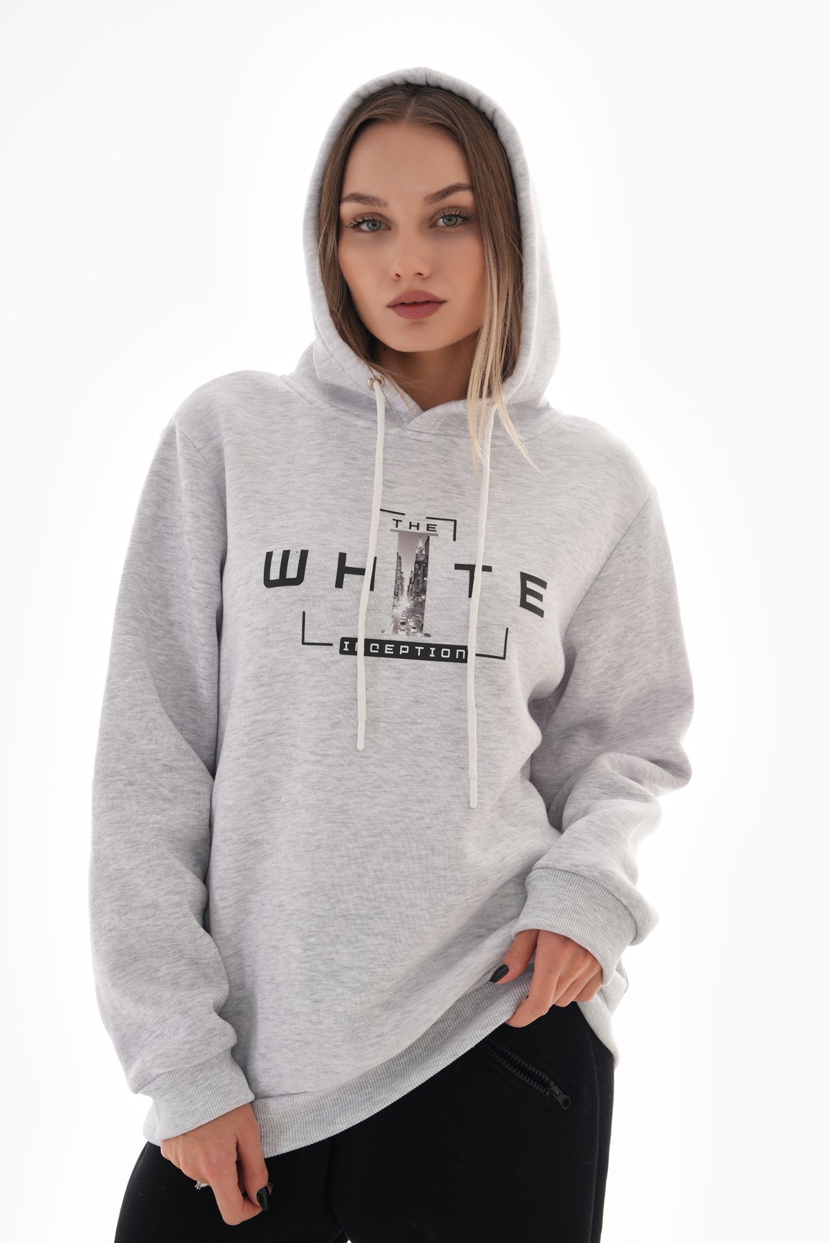 'The White Inception' Baskılı Kapüşonlu Sweatshirt