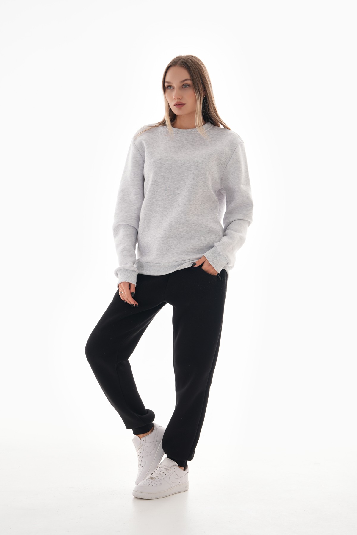 Sıfır Yaka Oversize Sweatshirt