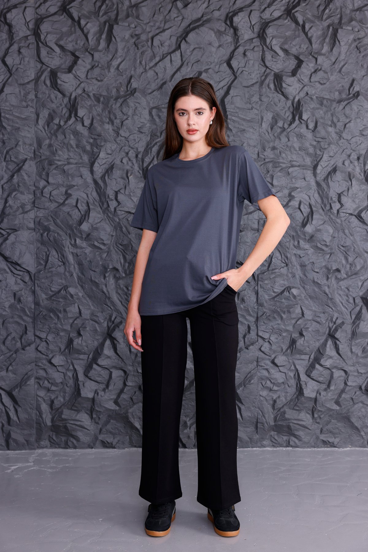 Basic T-shirt Eşofman Takımı - Antrasit