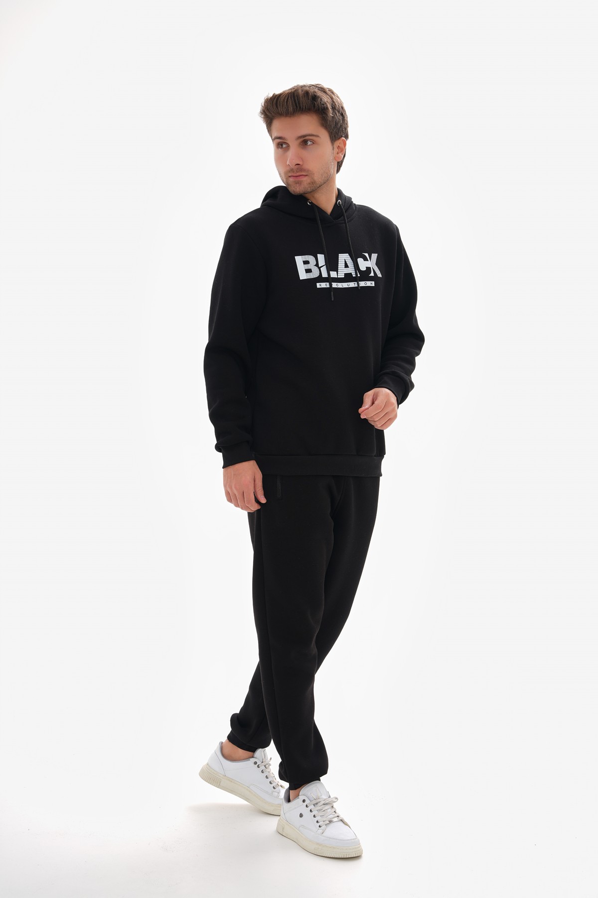 'Black Revolution' Baskılı Kapüşonlu Sweatshirt