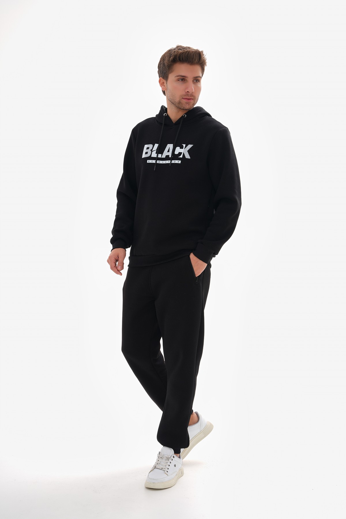 'Black Revolution' Baskılı Kapüşonlu Sweatshirt