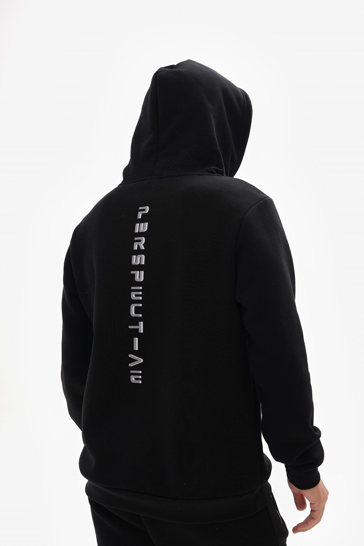 'Perspective' Baskılı Kapüşonlu Sweatshirt