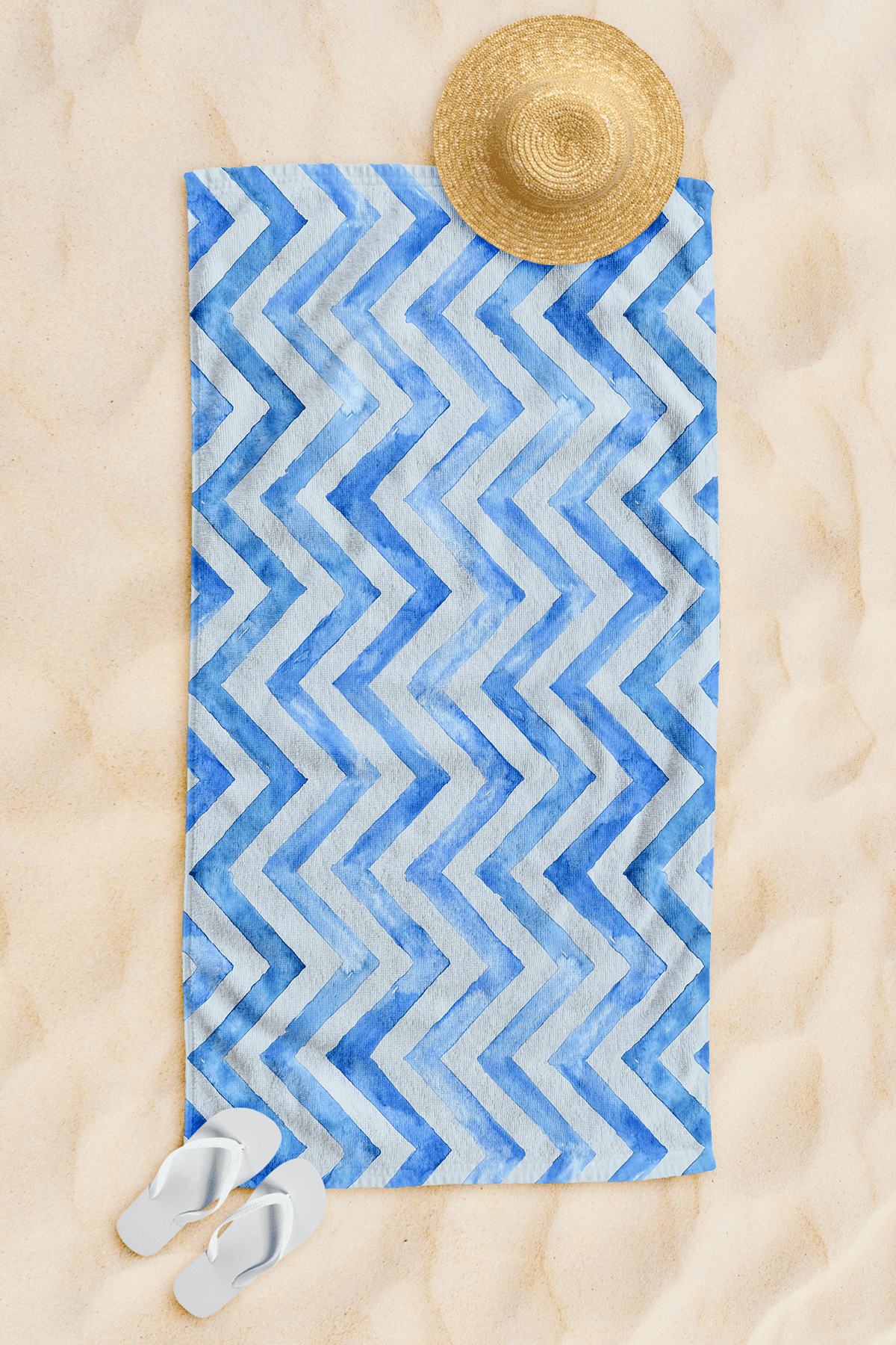 Dijital Baskı Plaj Havlusu 75x150cm - Mavi Dalga