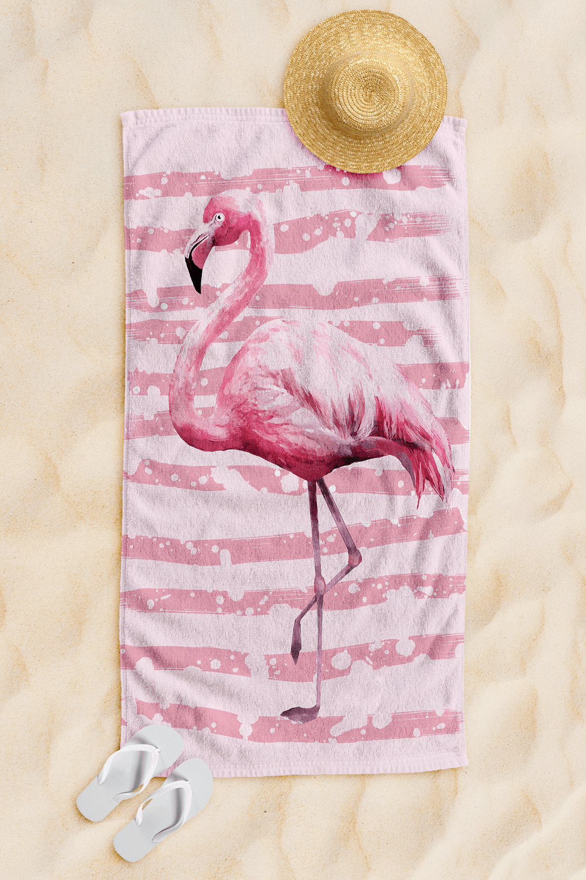 Dijital Baskı Plaj Havlusu 75x150cm - Flamingo