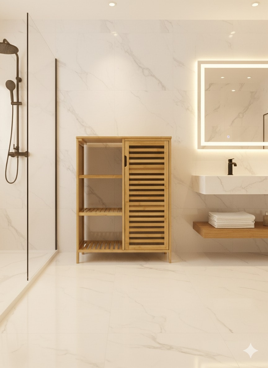 Bambu Raflı Kapaklı Organizer