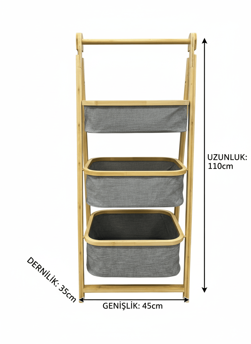 Bambu 3 Katlı Dekoratif  Organizer 