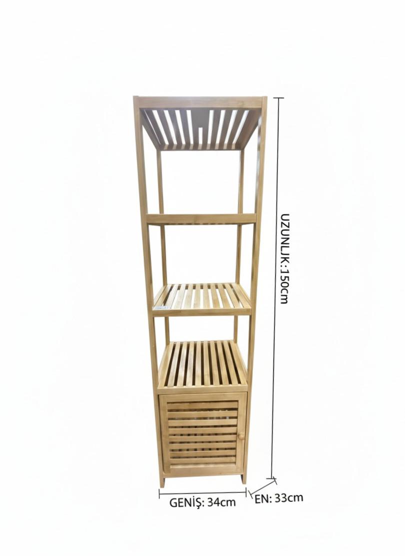 Bambu 4 Katlı Kapaklı Raf