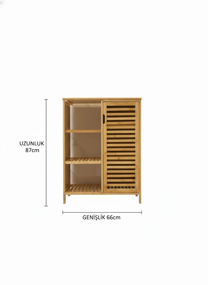 Bambu Raflı Kapaklı Organizer