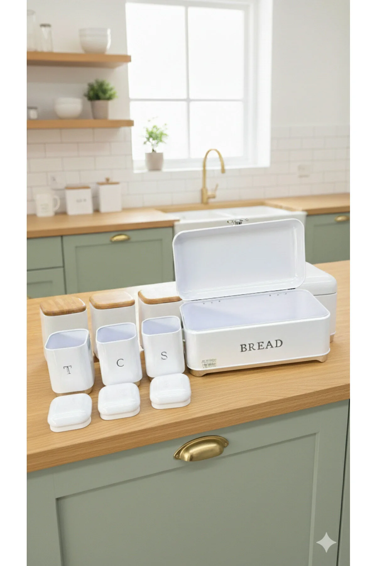 Metal Paslanmaz Çay,Şeker ,Kahve Kapları Ve Ekmeklik Seti