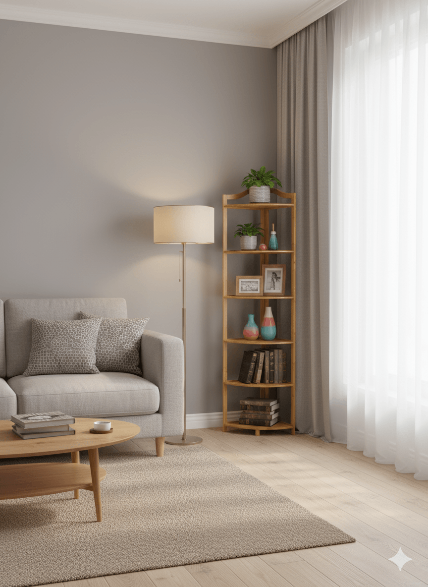 Bambu 6 Katlı Köşelik Raf