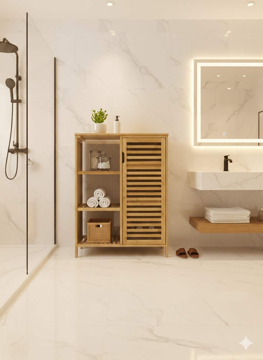 Bambu Raflı Kapaklı Organizer