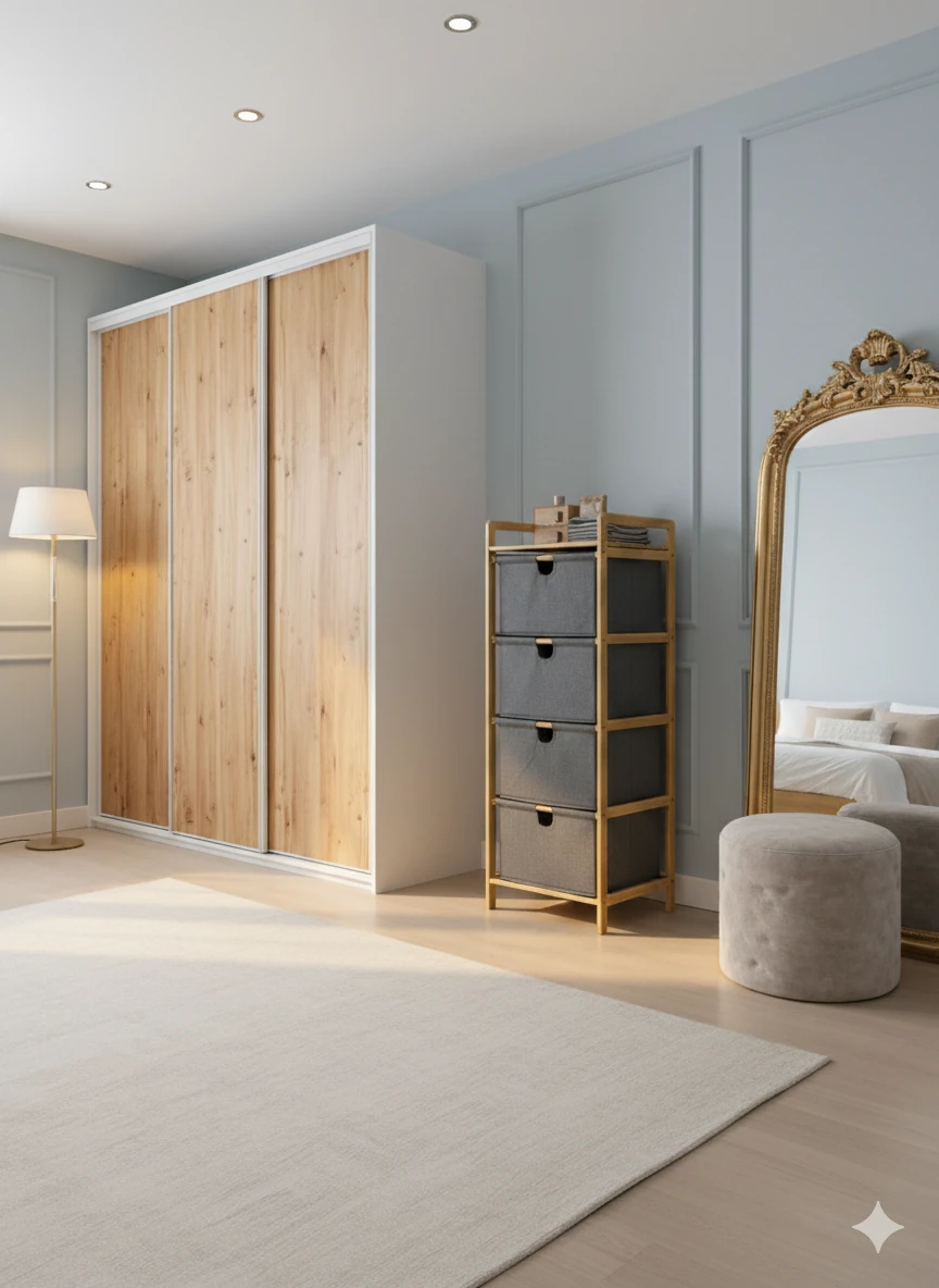 Bambu 4 Katlı Kumaş Sepetli Organizer  