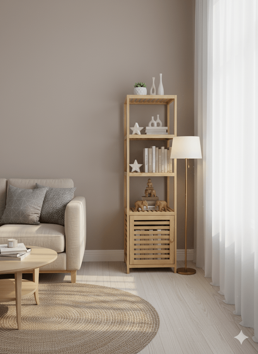 Bambu 4 Katlı Kapaklı Raf