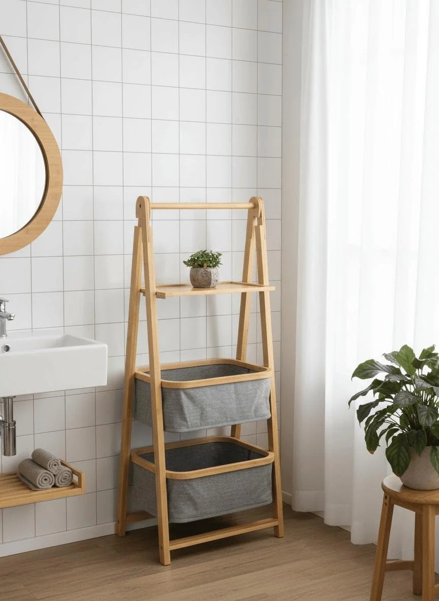 bambu 2 katlı dekoratif organizer 