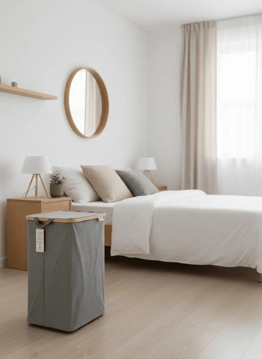 Bambu Kumaş 50 Litre Çamaşır Sepeti