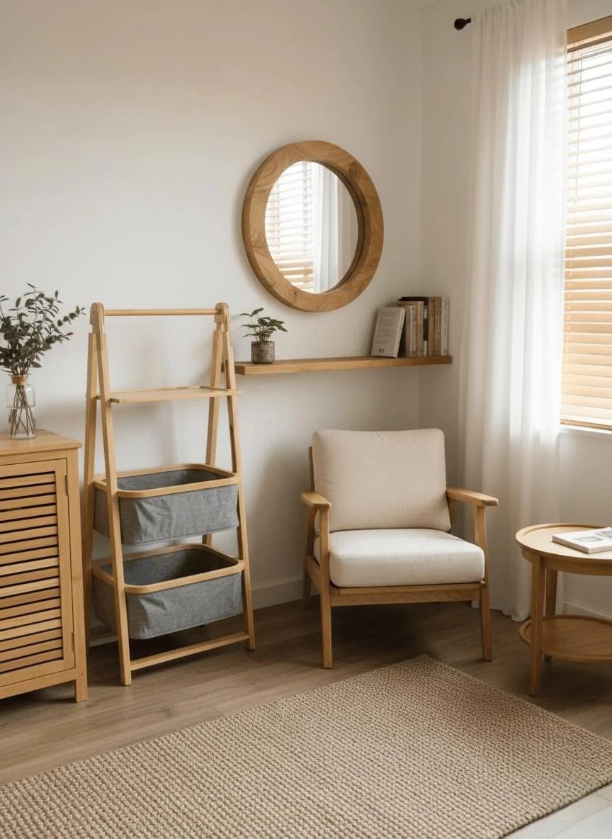 bambu 2 katlı dekoratif organizer 