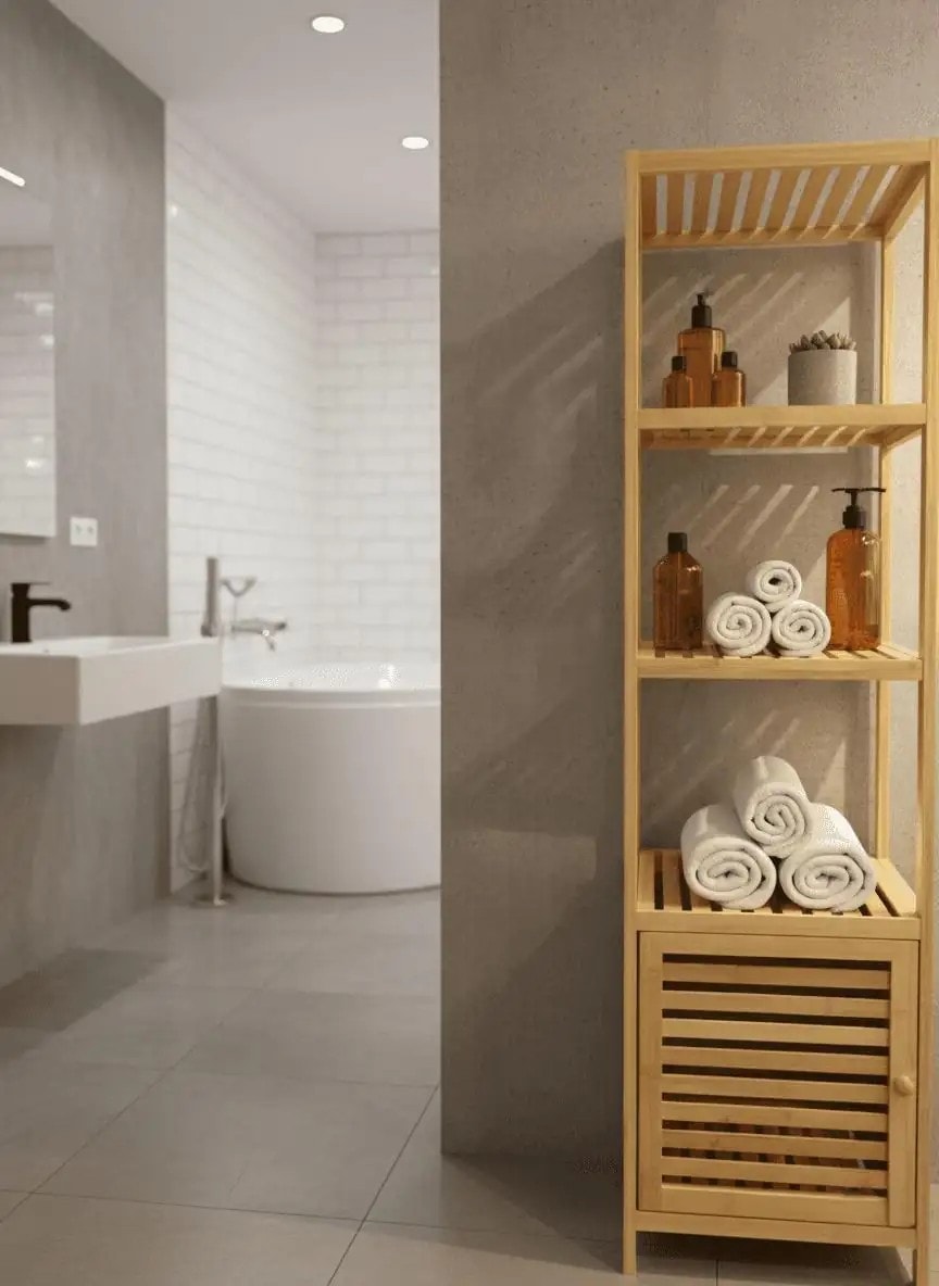 Bambu 4 Katlı Kapaklı Raf