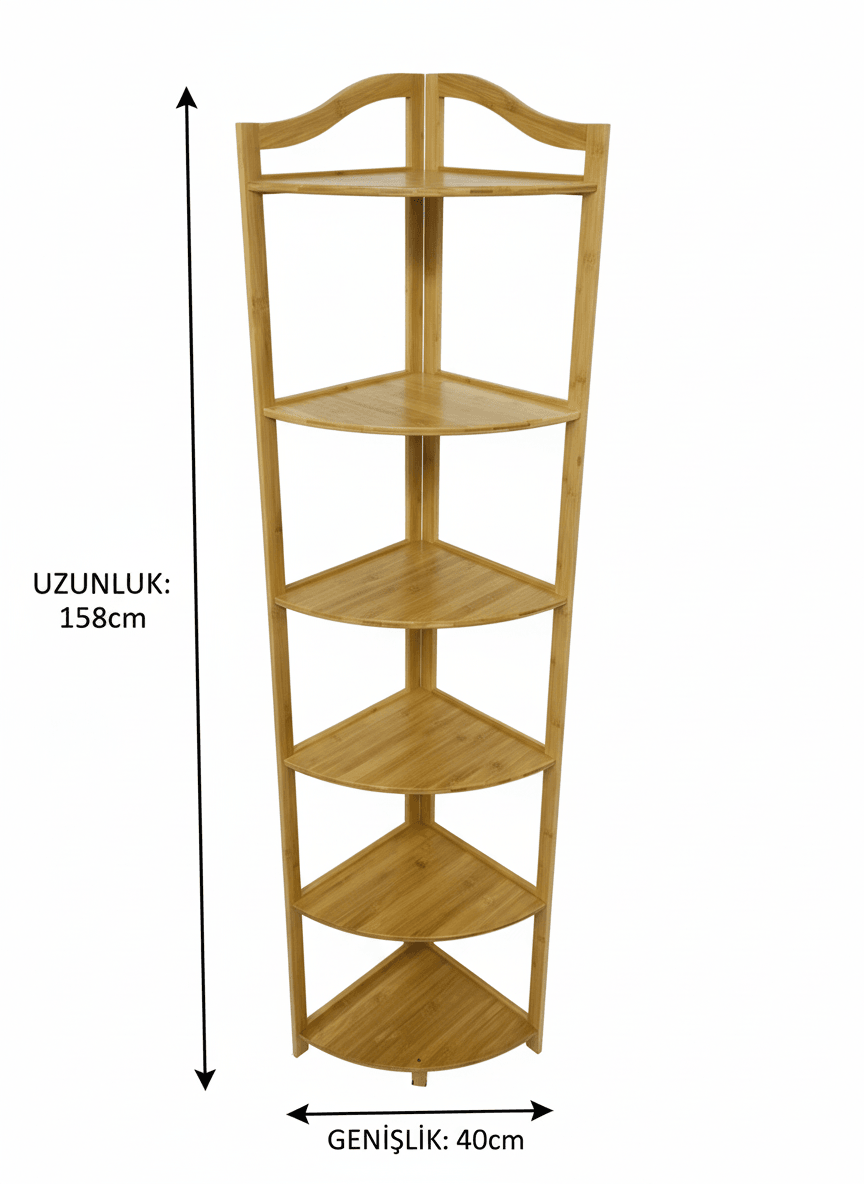 Bambu 6 Katlı Köşelik Raf