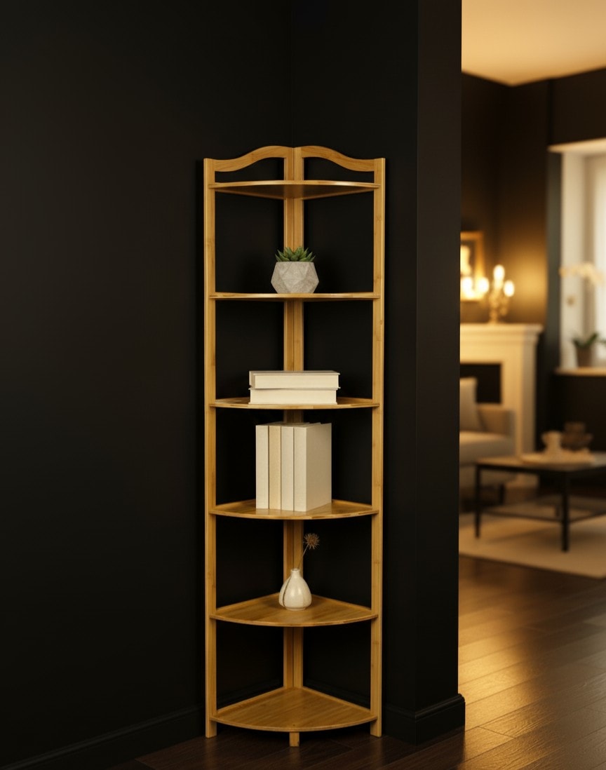Bambu 6 Katlı Köşelik Raf