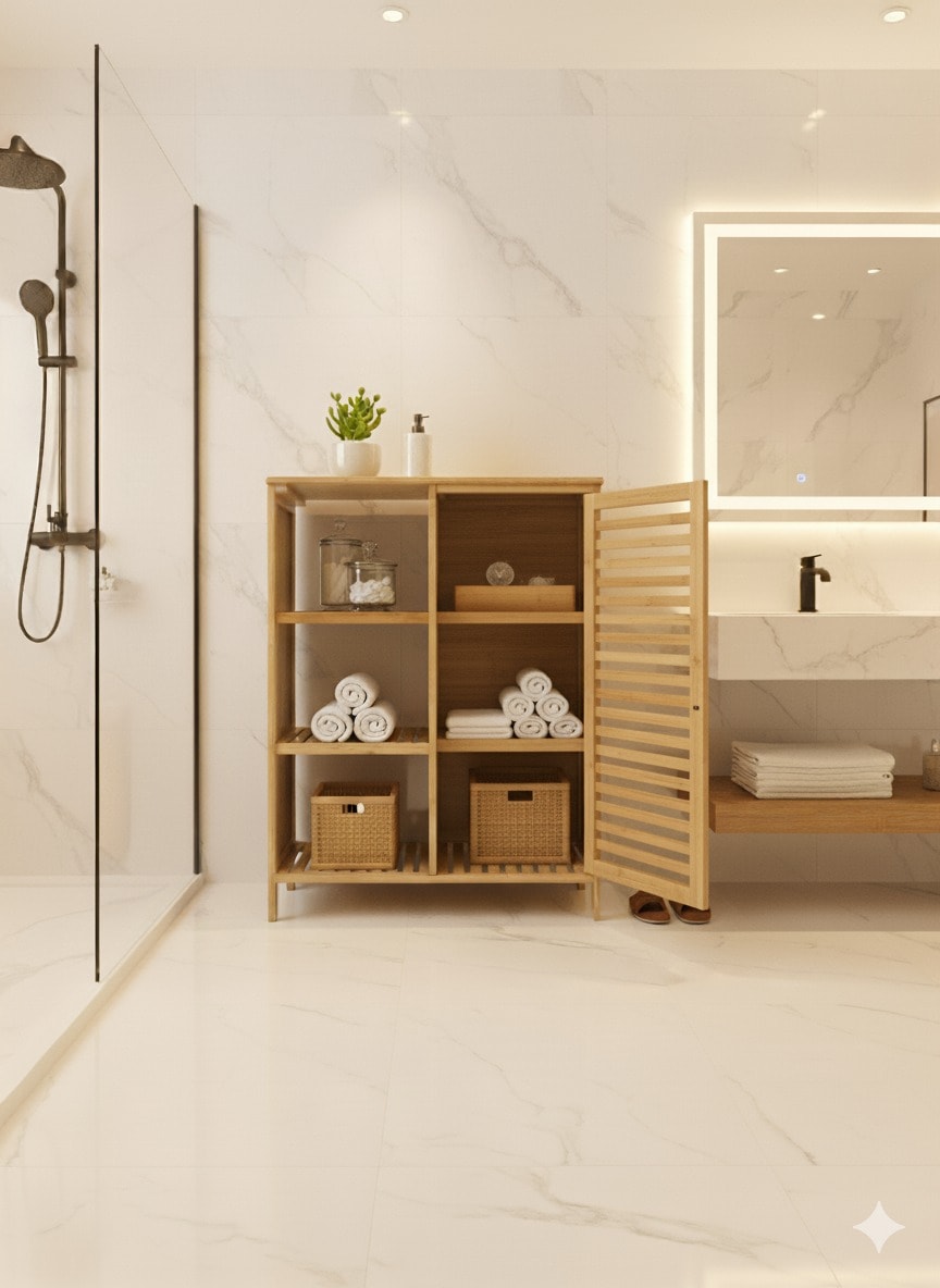 Bambu Raflı Kapaklı Organizer
