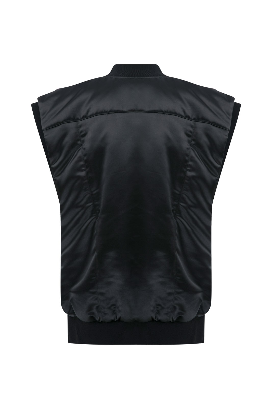 Quilted Down-Filled Satin And Leather Waistcoat