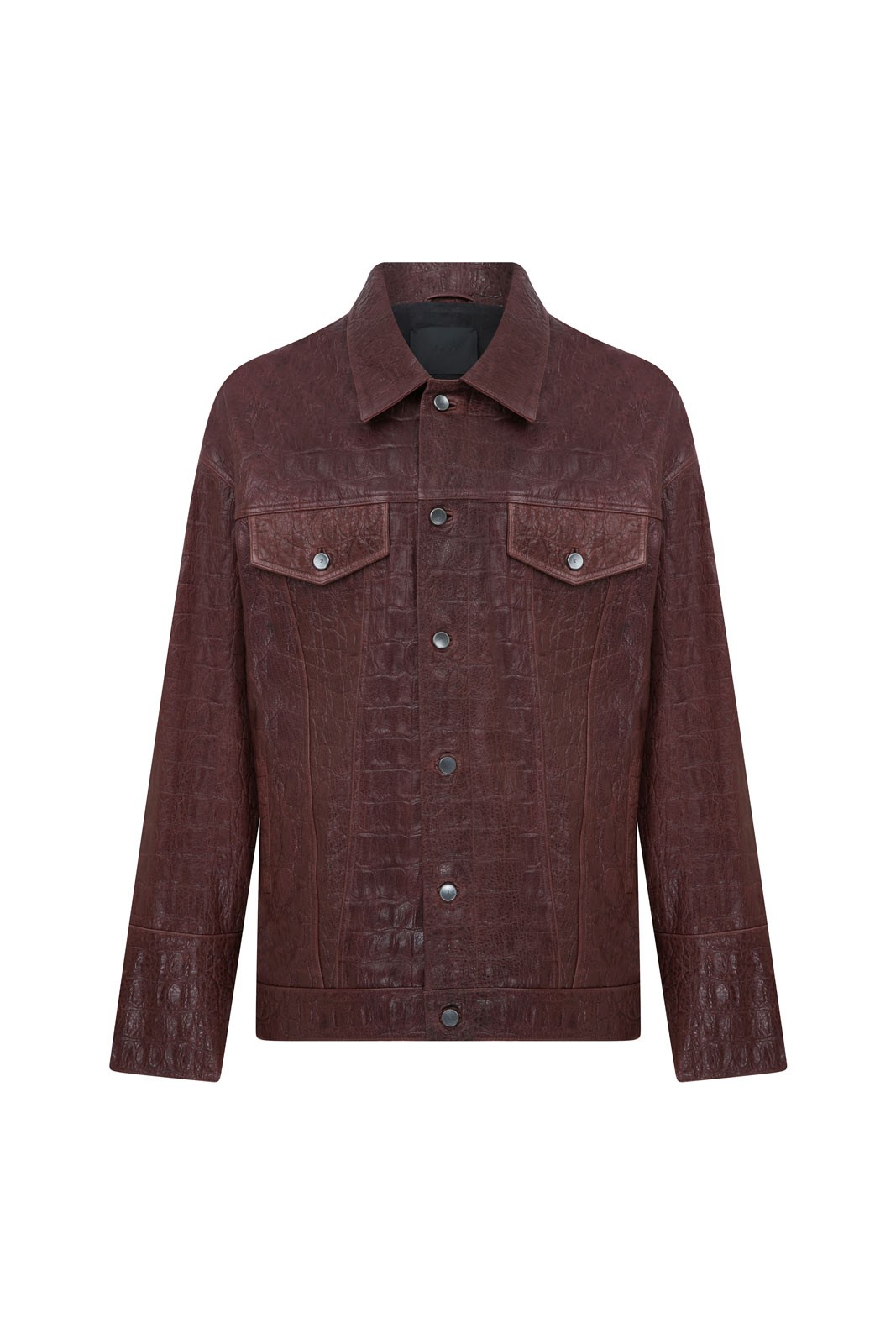 Crocodile Printed Bourbon Leather Shirt