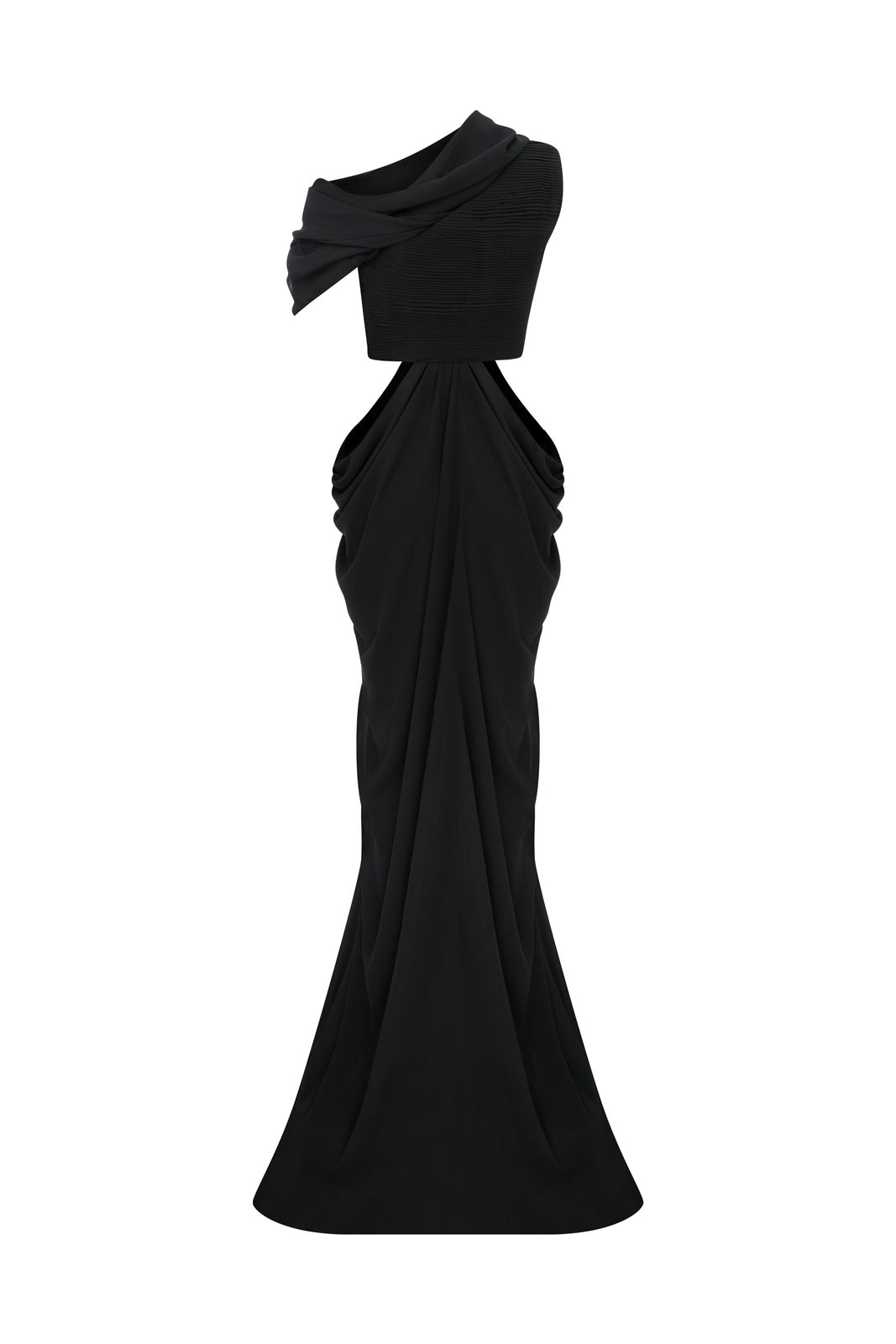 Asymmetric Draped Georgette Gown