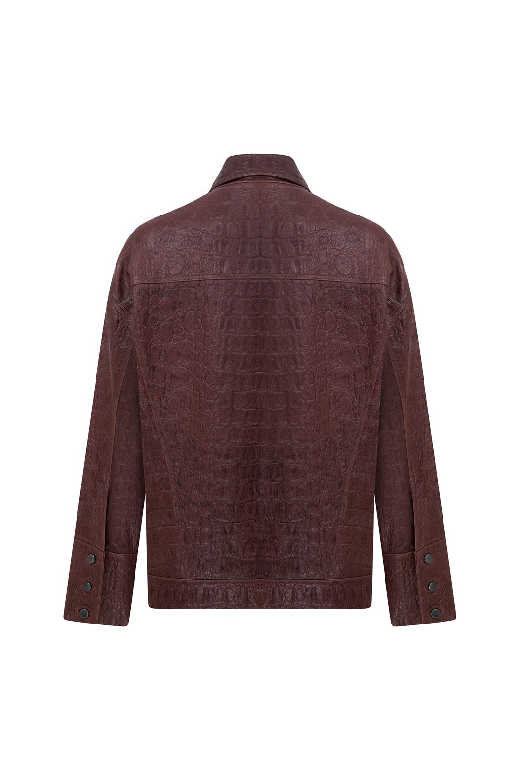 Crocodile Printed Bourbon Leather Shirt