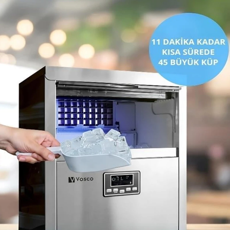 Vosco VSC-45/S Hazneli Küp Buz Makinesi, 45 kg/gün Kapasiteli