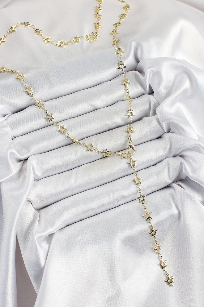 Pirinç Gold Renk Yıldızlı Kadın Y Kolye