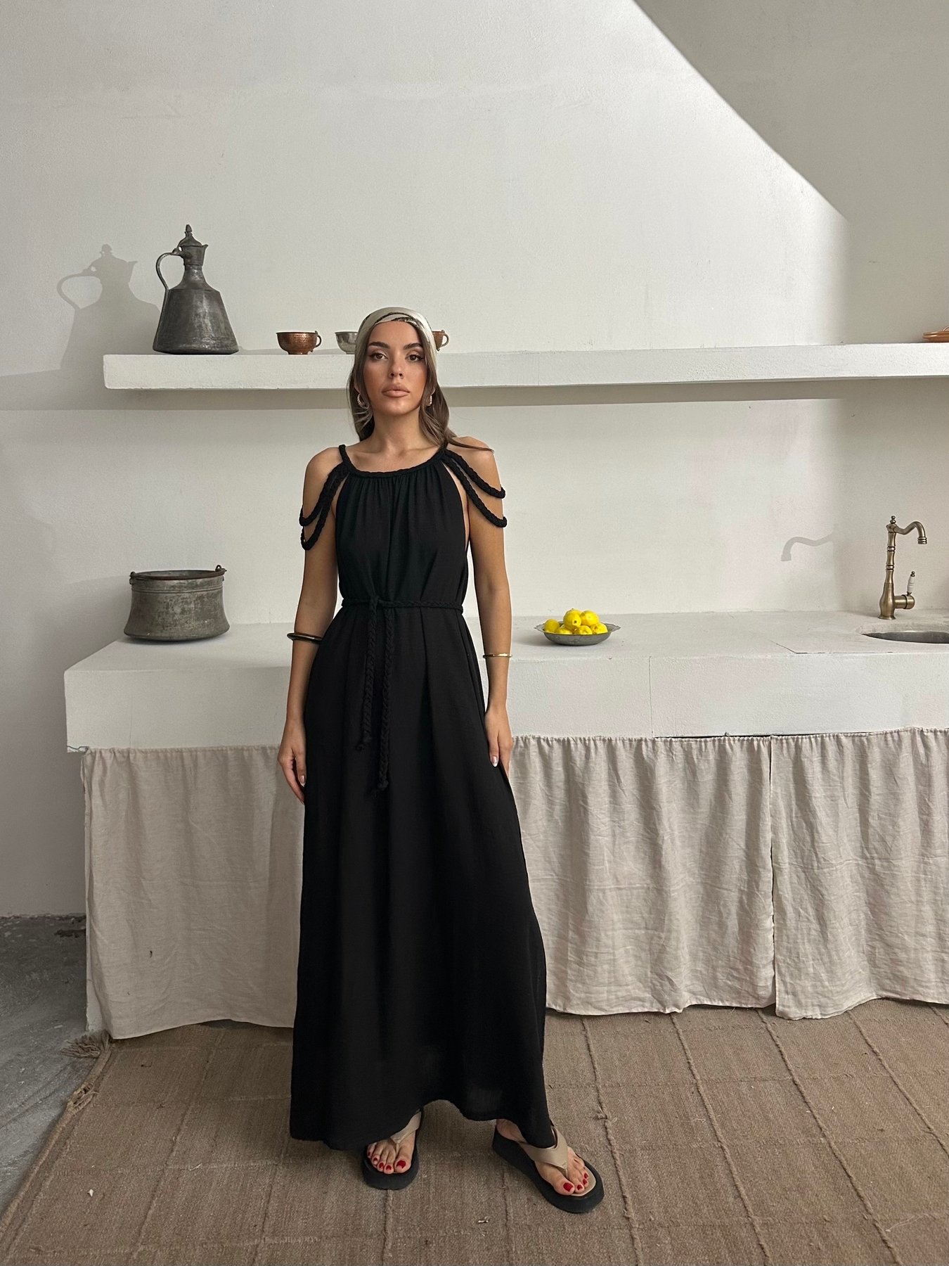ÖRGÜ DETAYLI HELEN ELBİSE