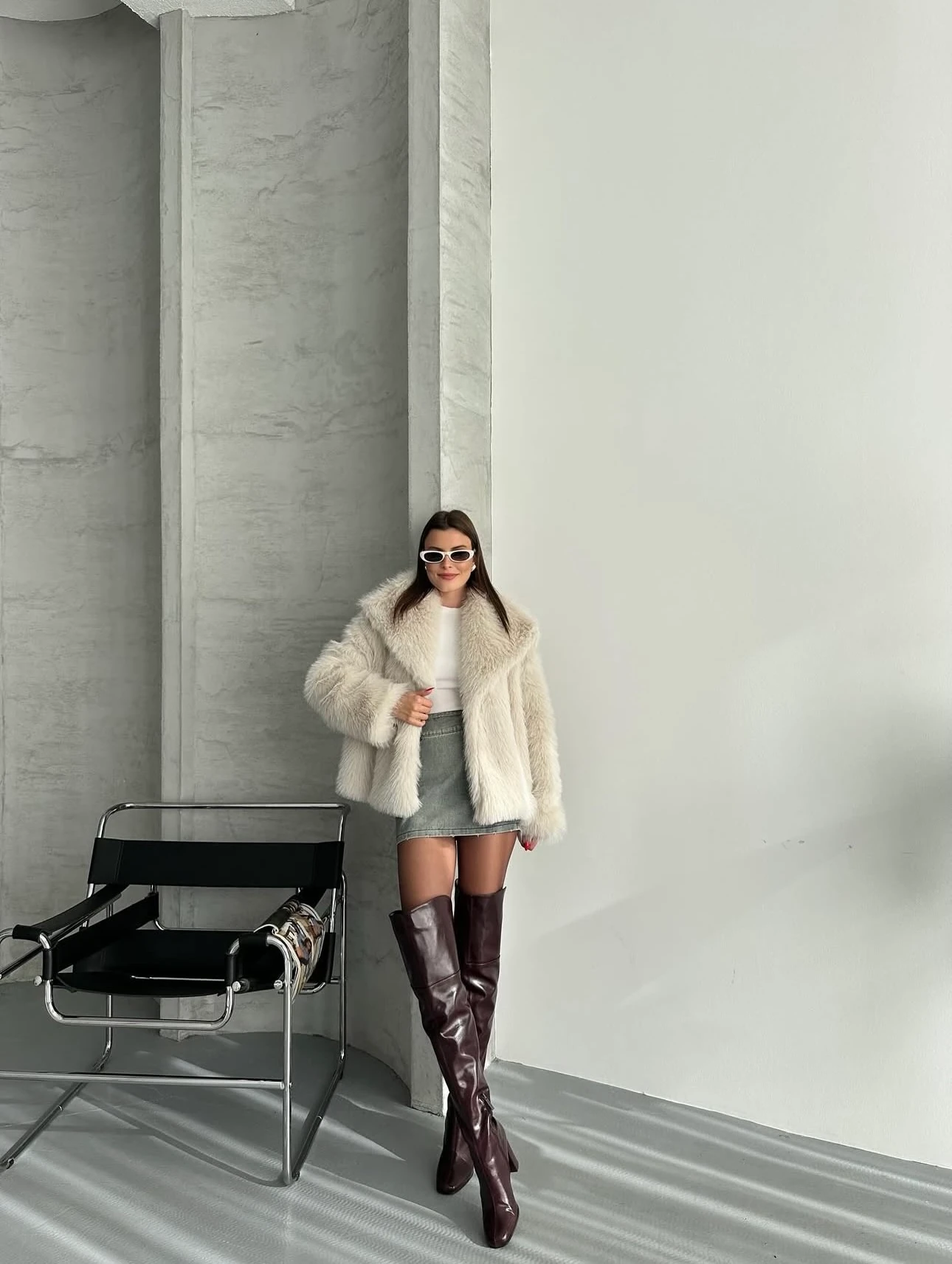 İthal Kemerli Oversize Kürk