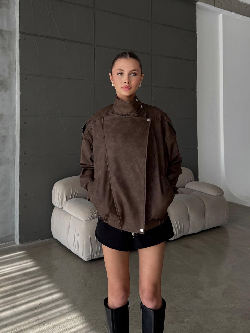 Marka Muadili (YSL) Oversize Nubuk Mont - kahverengi̇