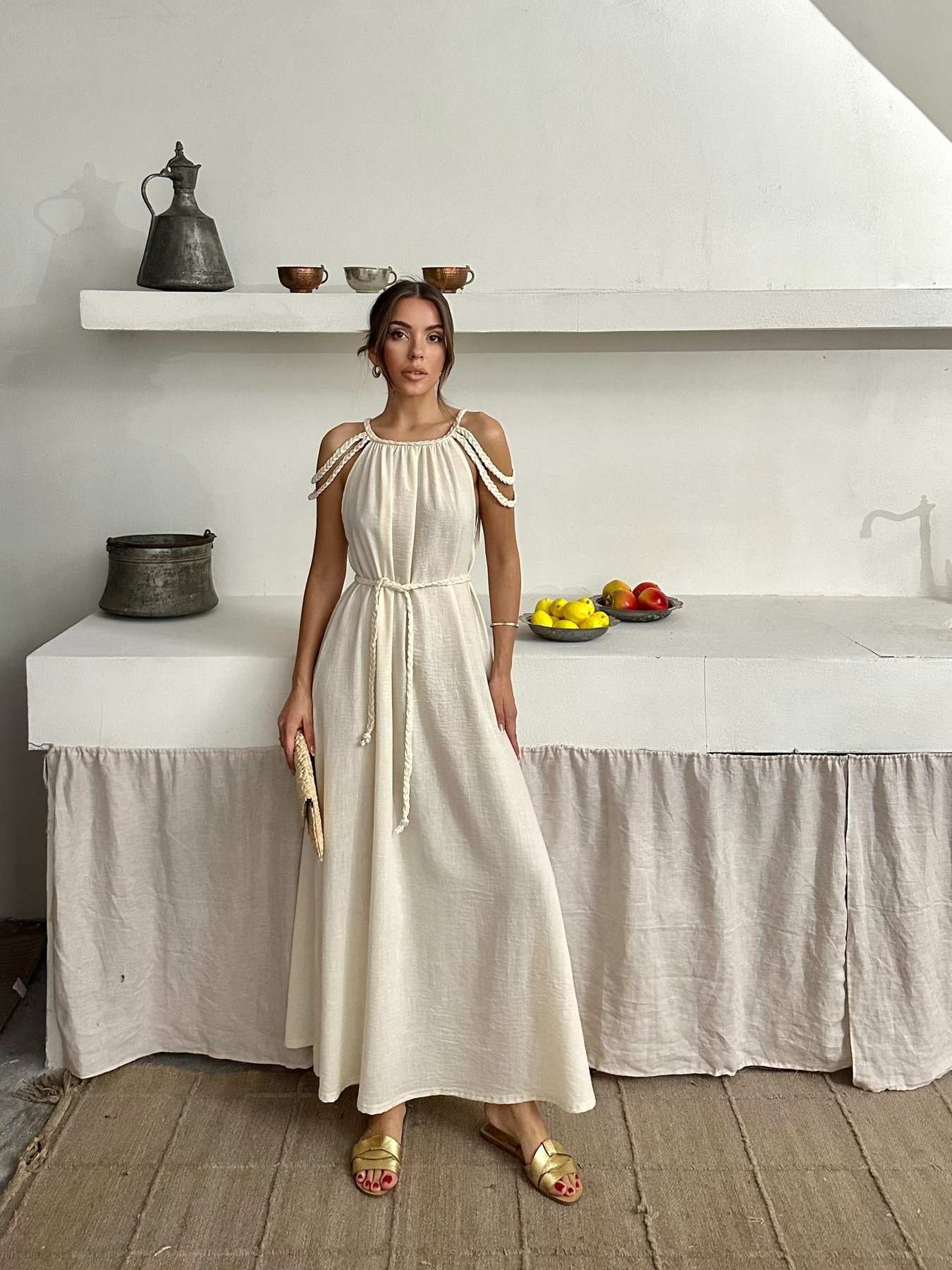 ÖRGÜ DETAYLI HELEN ELBİSE