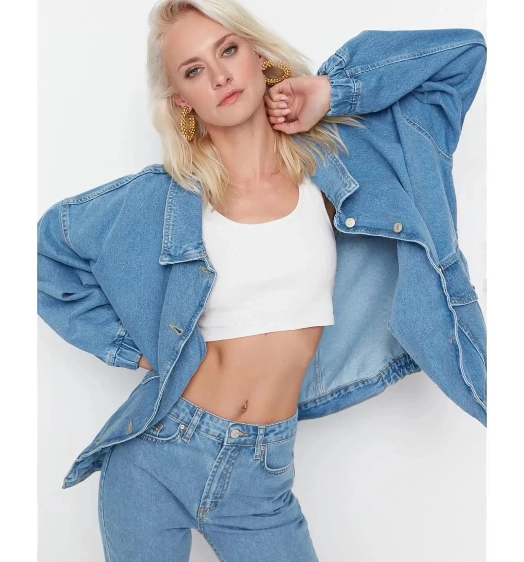 Denim oversize ceket