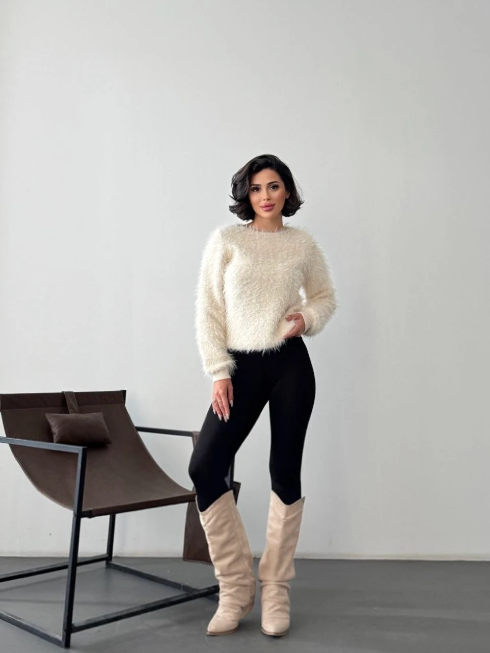 Yumuşak Dokulu Kazak - ekru