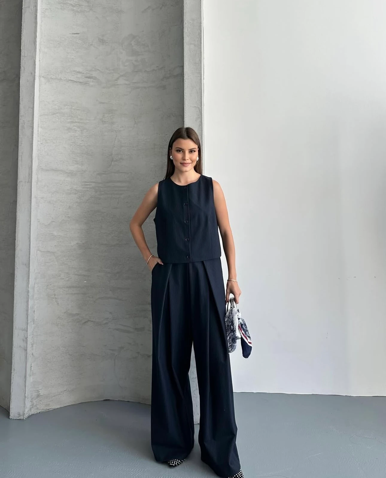 Tasarım Yelekli Takım - kırmızı