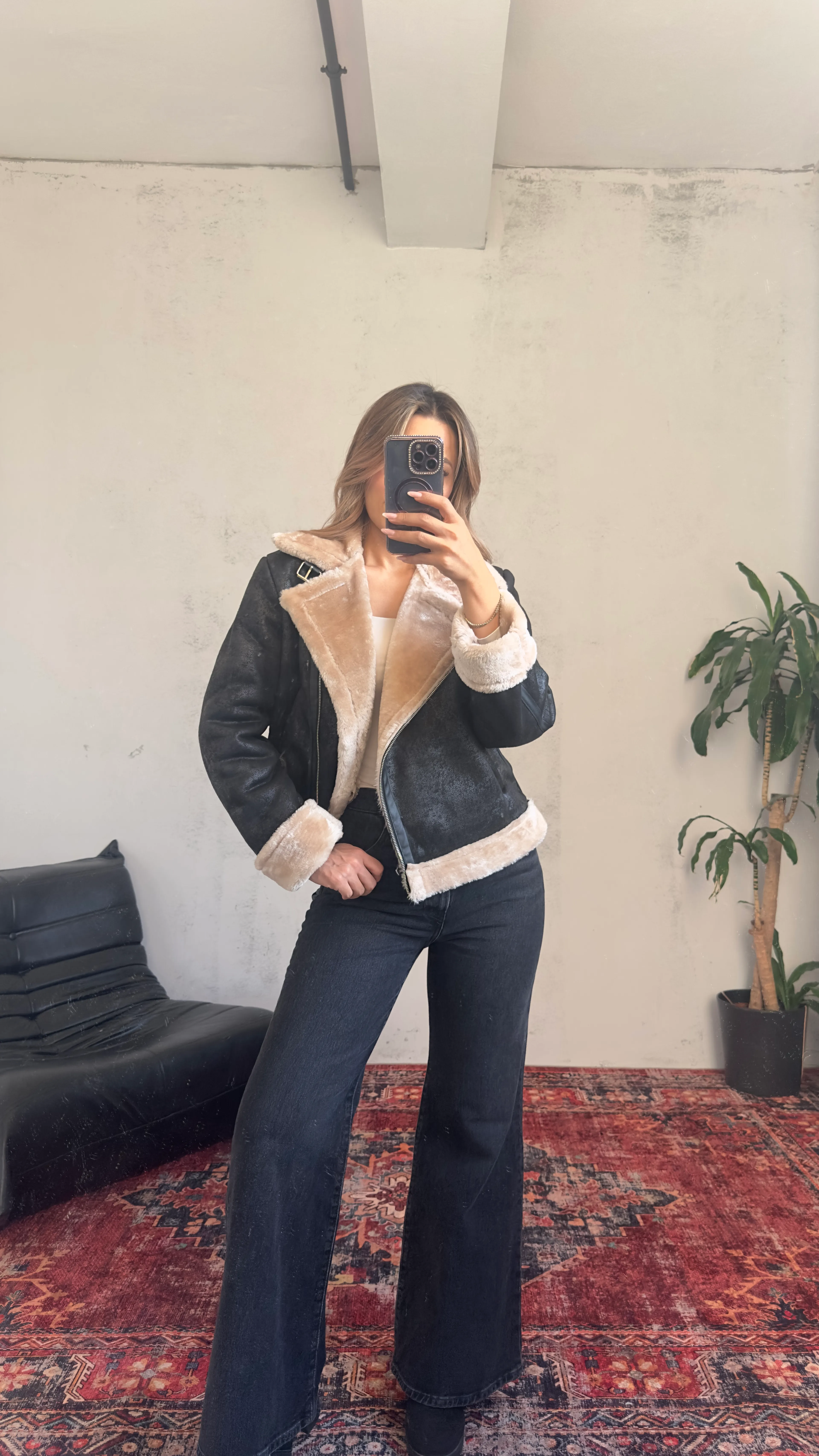 İthal Kürklü Bıker Ceket