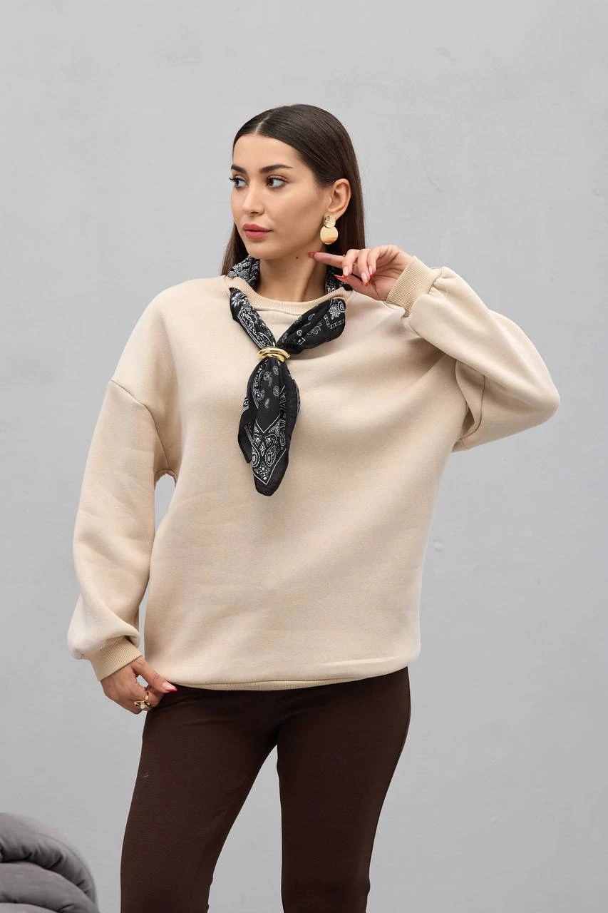 Fular Detaylı Sweat - bej