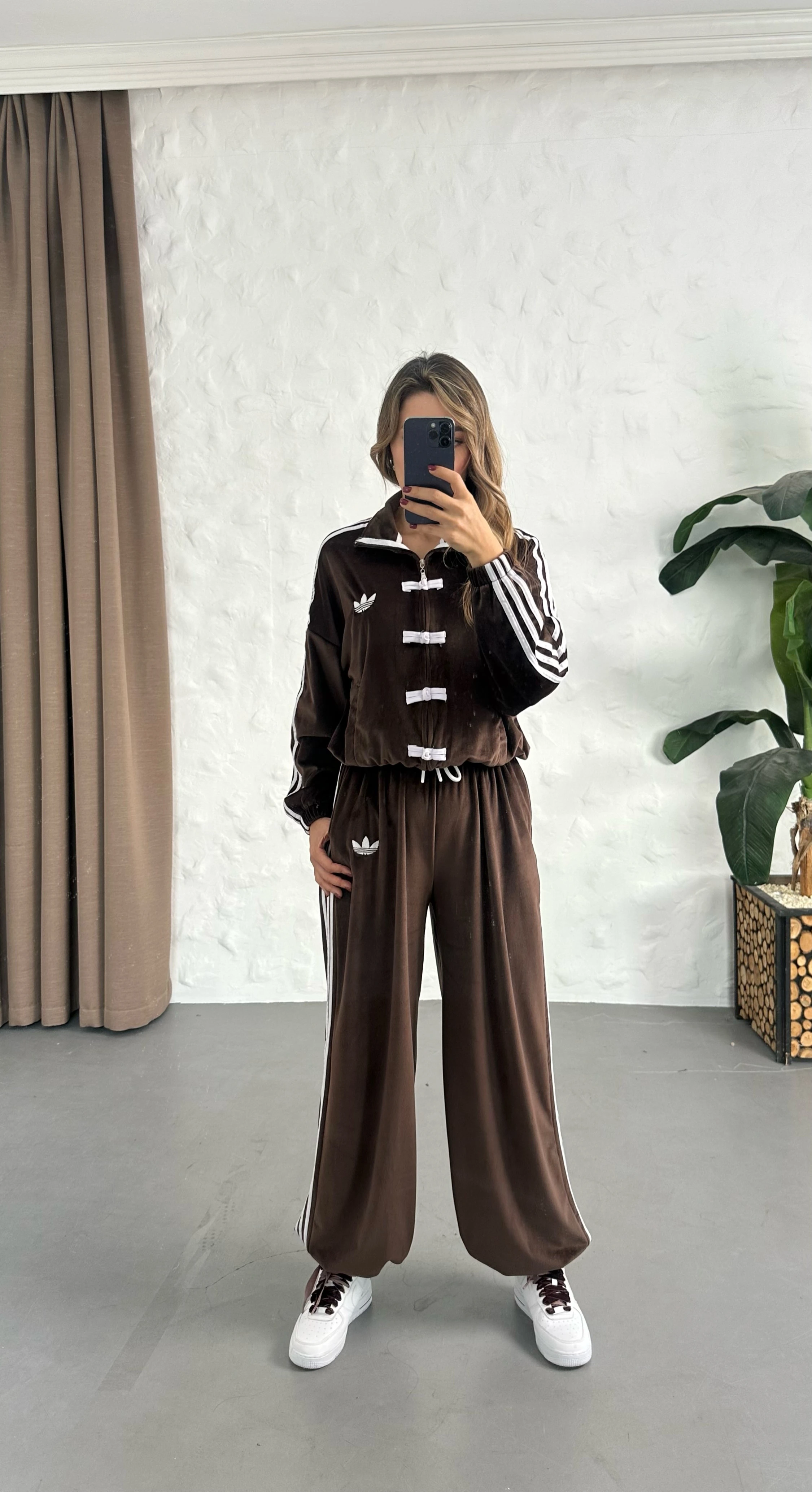 ADS KADİFE DOKULU TAKIM - kahve