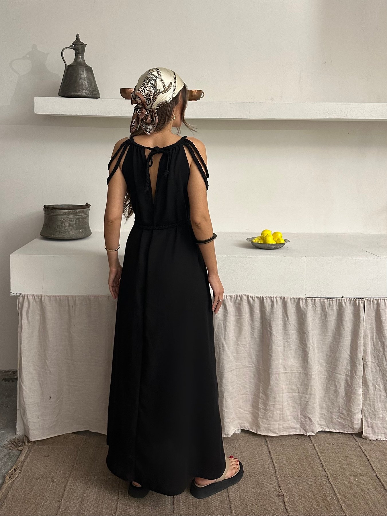 ÖRGÜ DETAYLI HELEN ELBİSE