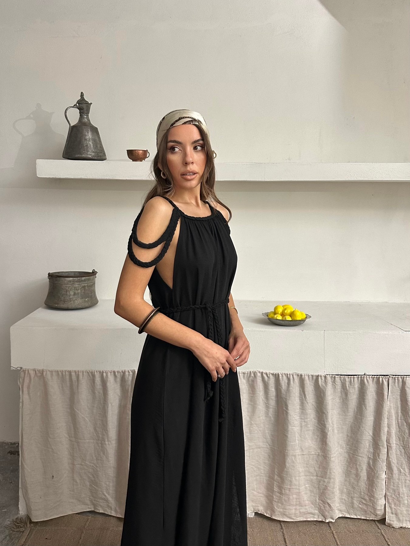 ÖRGÜ DETAYLI HELEN ELBİSE